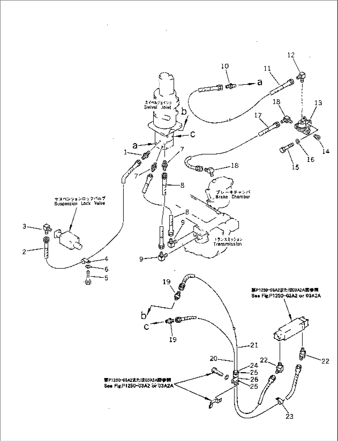 LOWER AIR PIPING (S.J.TO SUS L.V.¤ M. AND B.C.)(W/INDEP.L/RREAR OUTRIGGER¤F/R OR¤L/R AND F/R OR)