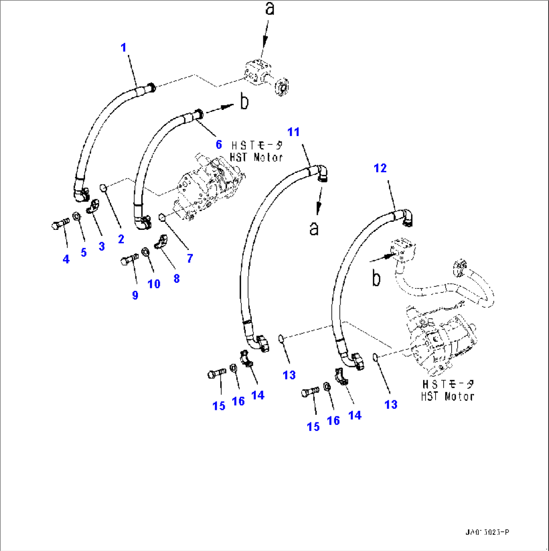 Transfer, HST Motor Piping (#80001-)