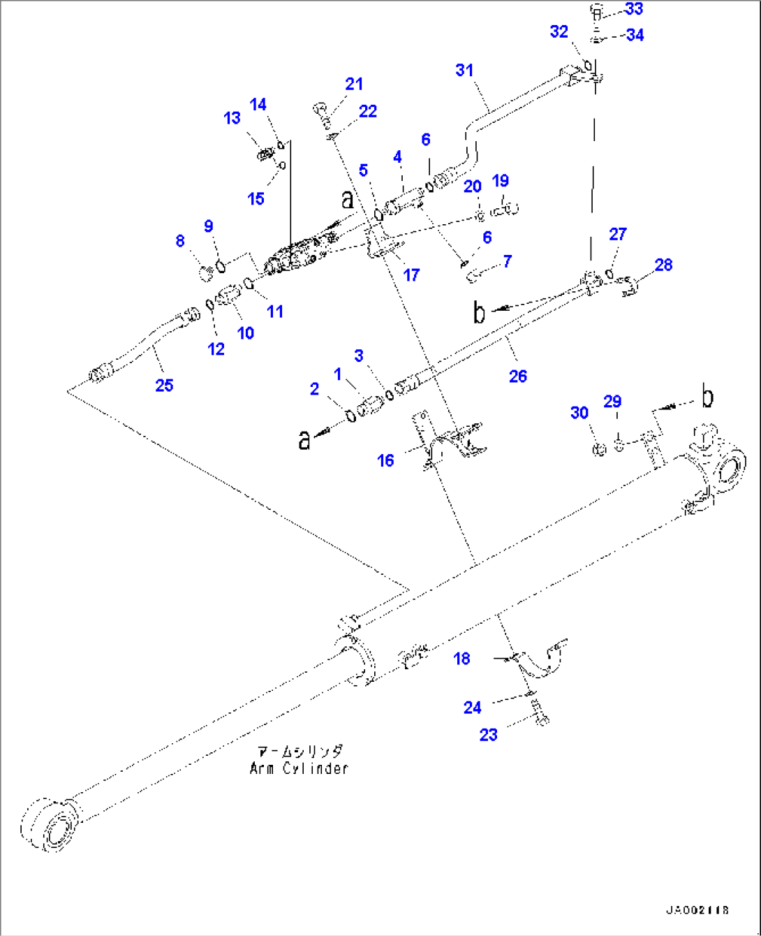 Arm Cylinder, Arm Anti-drop Valve Piping (#15001-)