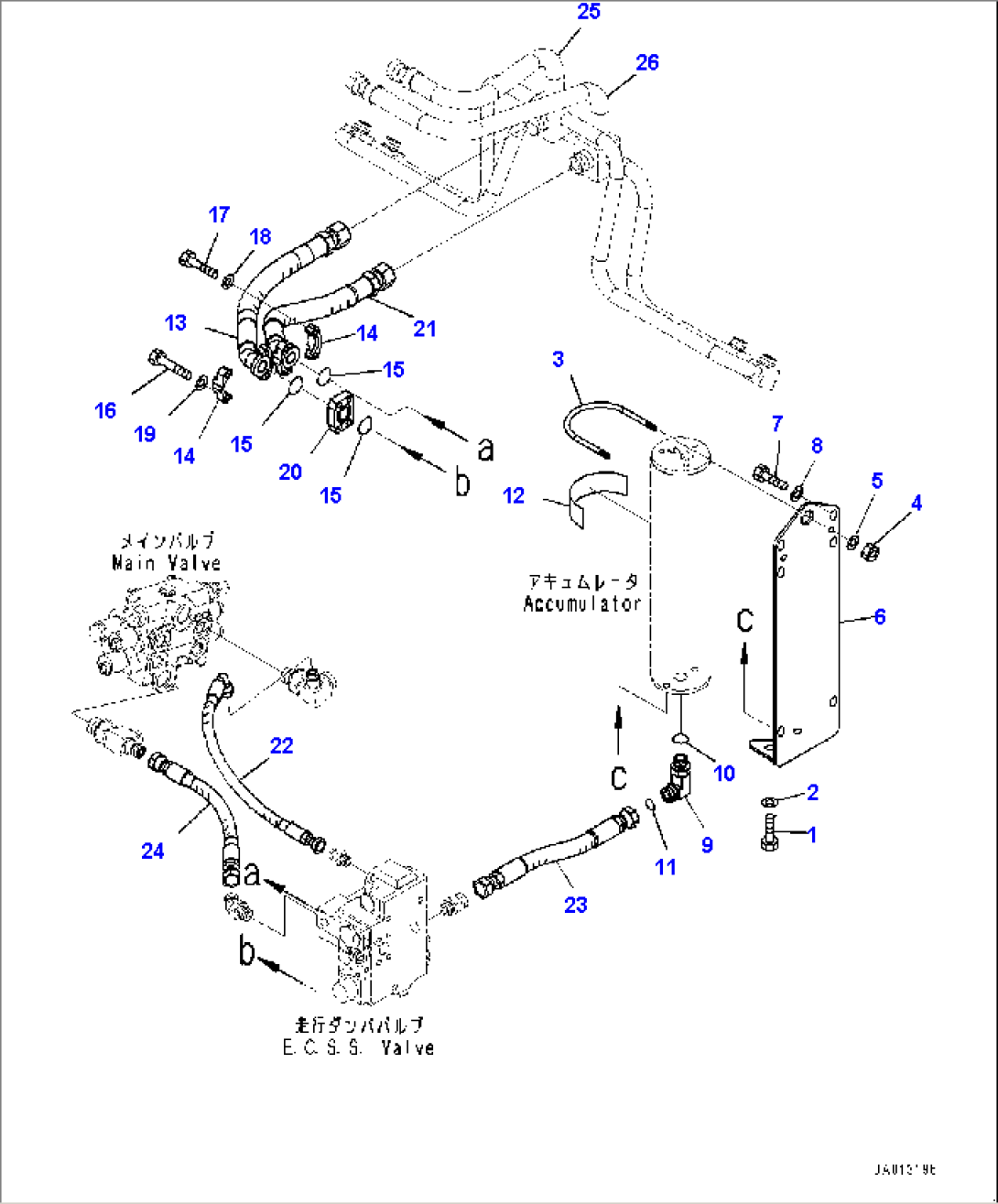 Hydraulic Piping, Accumulator Related Parts (#75750-)