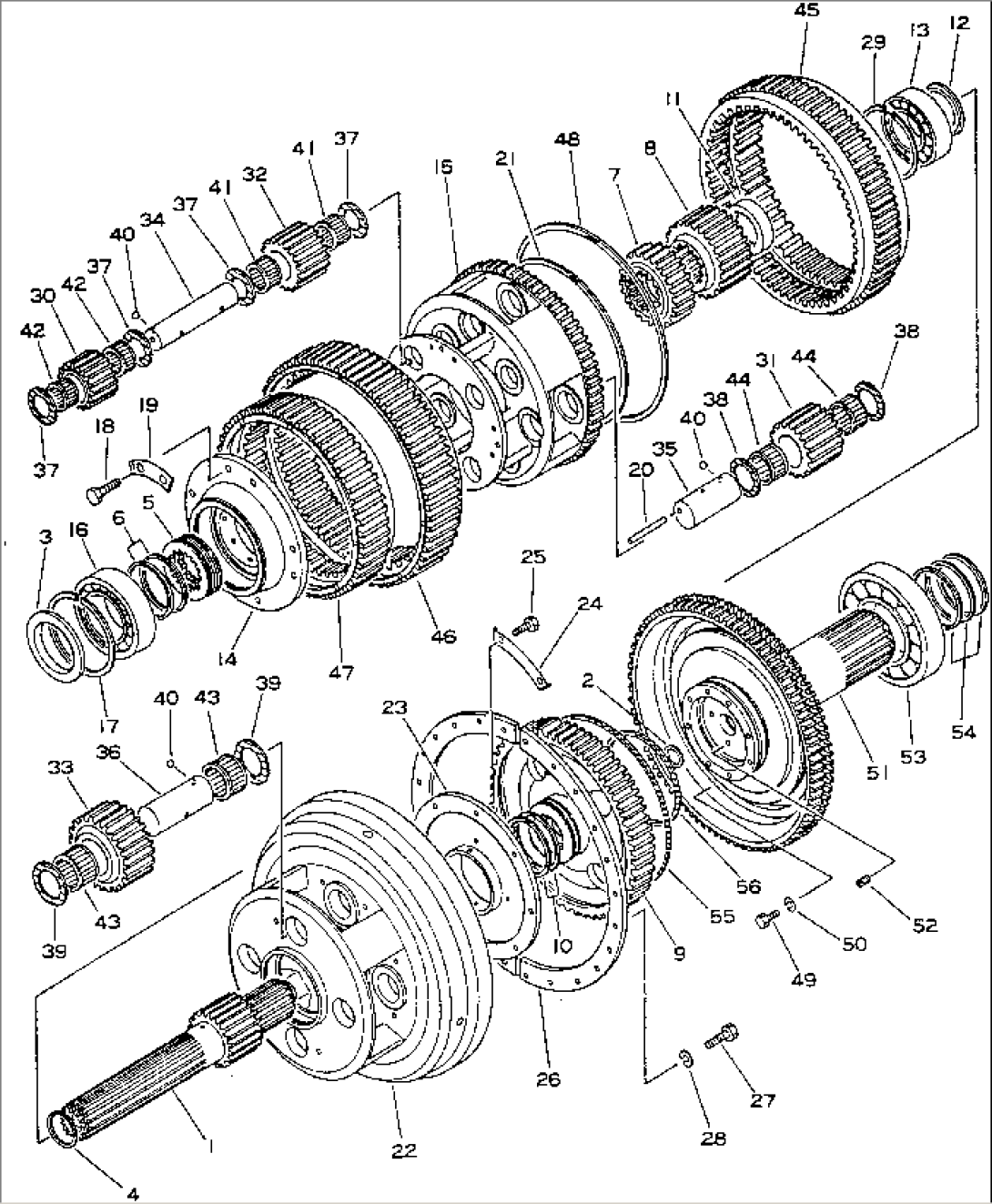 TRANSMISSION OUTPUT SHAFT GEAR AND CLUTCH