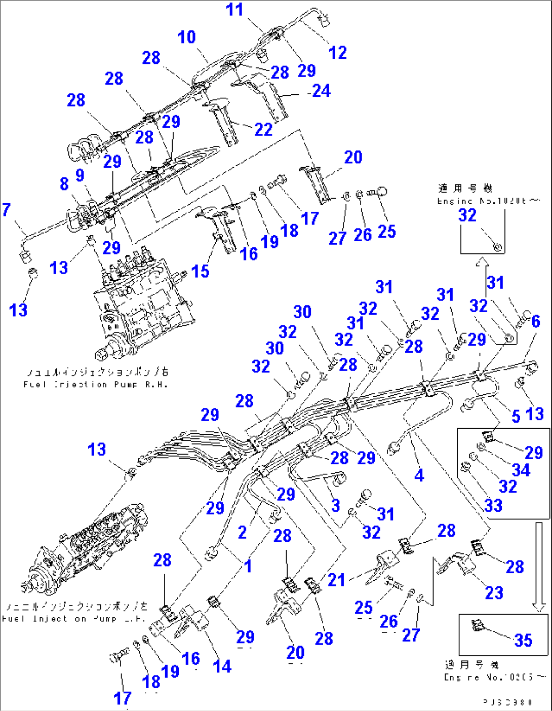 FUEL INJECTION PUMP FUEL PIPING(#10097-)