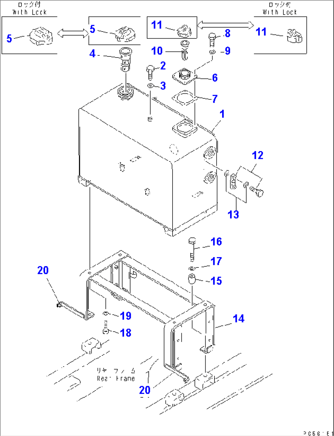 FUEL AND HYDRAULIC TANK (WITH LOWER PLATE)(#1001-1500)