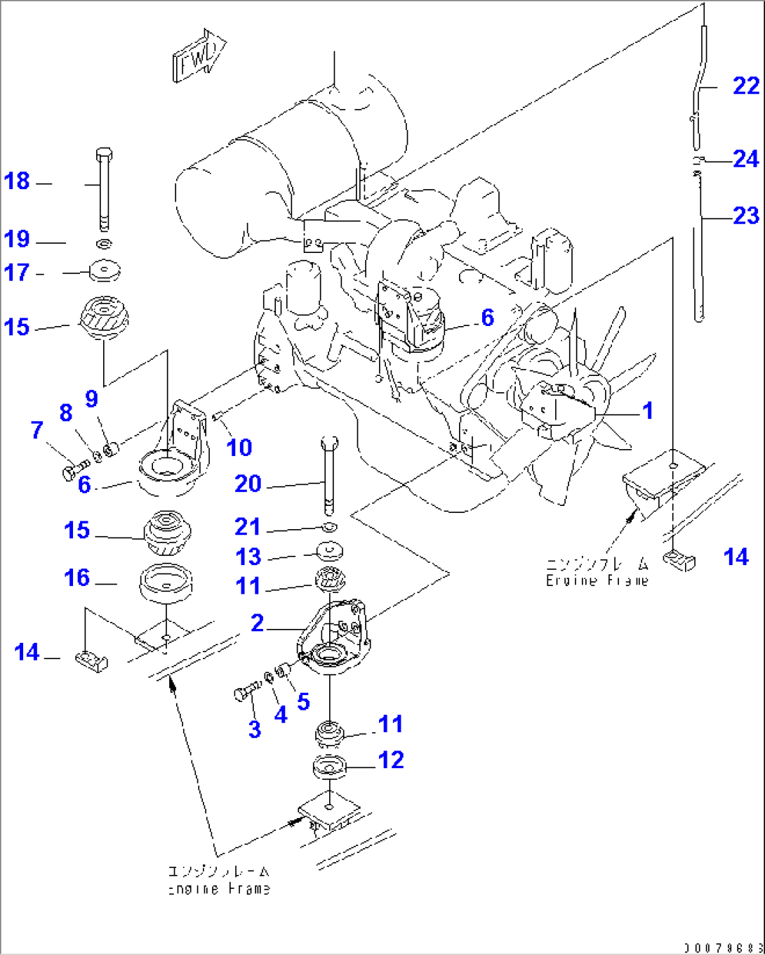 ENGINE MOUNT (BRACKET AND CUSHION)(#1501-)