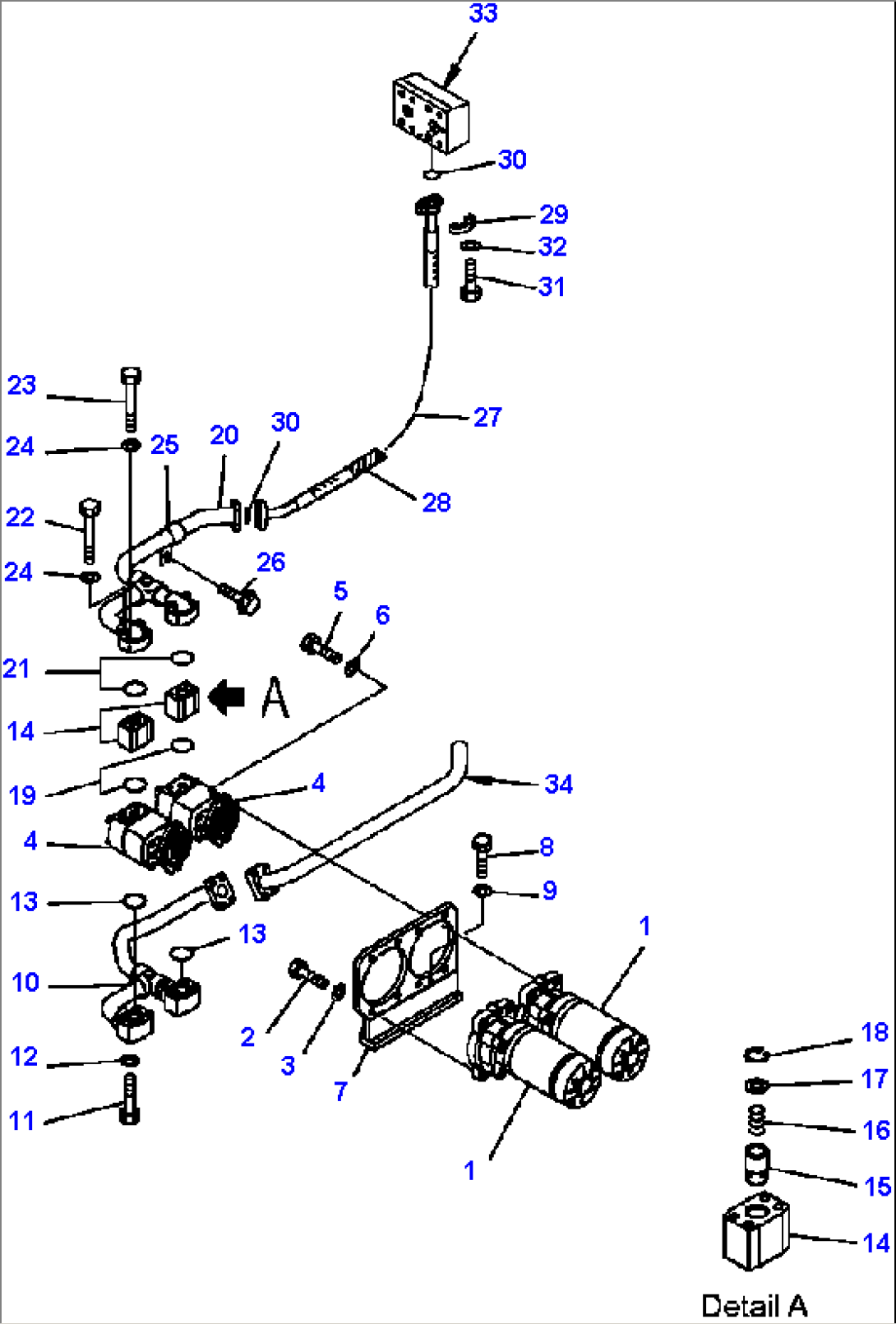 FIG. H3410-07A0 HYDRAULIC PIPING - EMERGENCY STEERING LINE