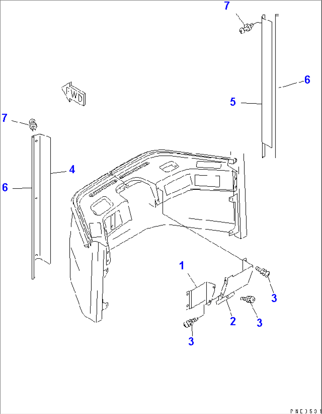 ROPS CAB (2/3) (INTERIOR TRIM)(#64001-)