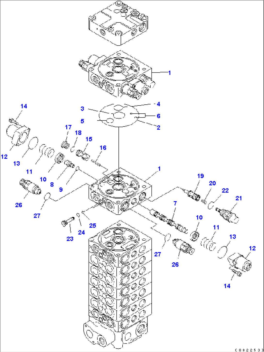 MAIN VALVE (9-SPOOL) (9/9) (FOR TWO-PIECE BOOM)