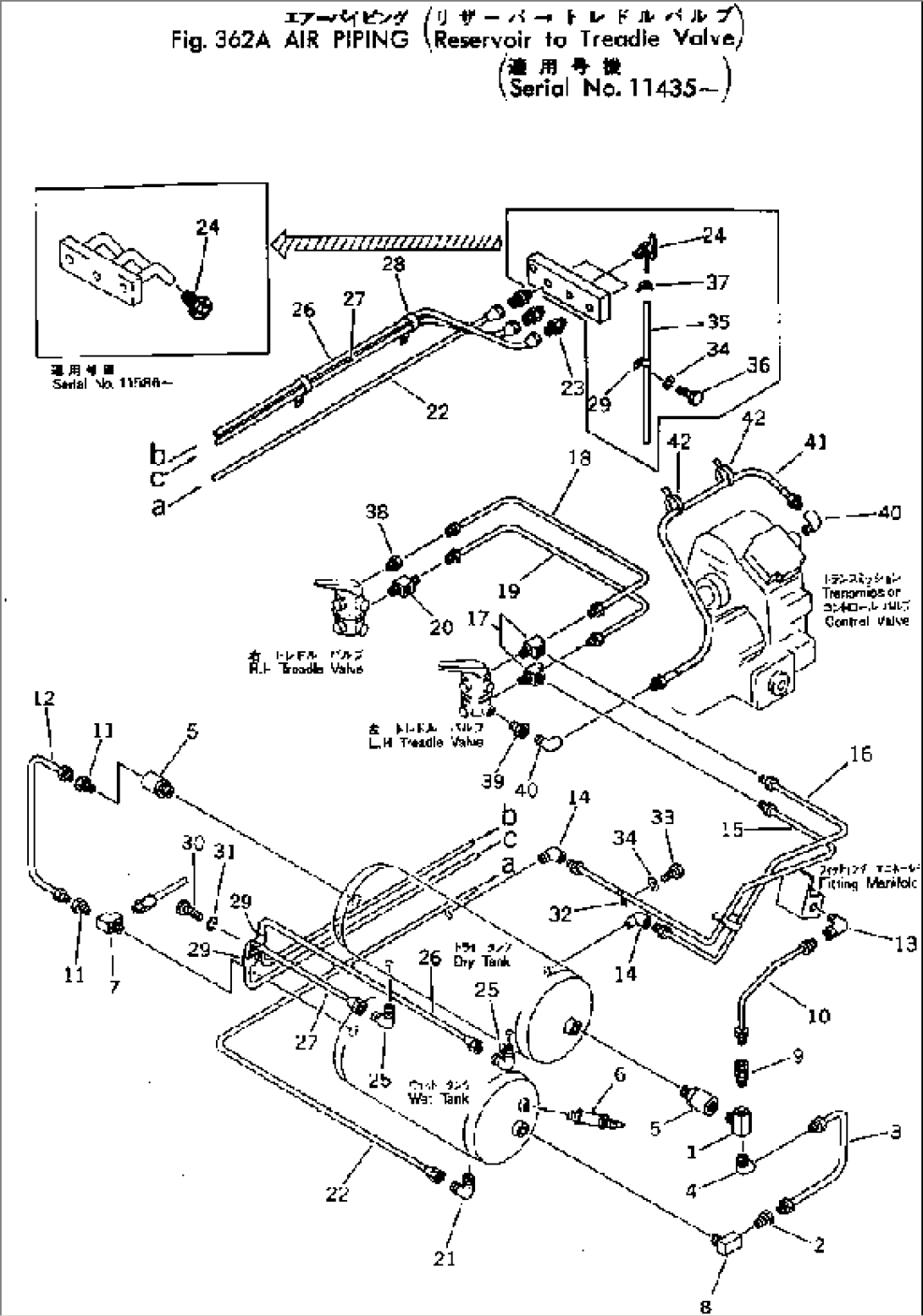 AIR PIPING (RESERVOIR TO TREADLE VALVE)(#11435-)