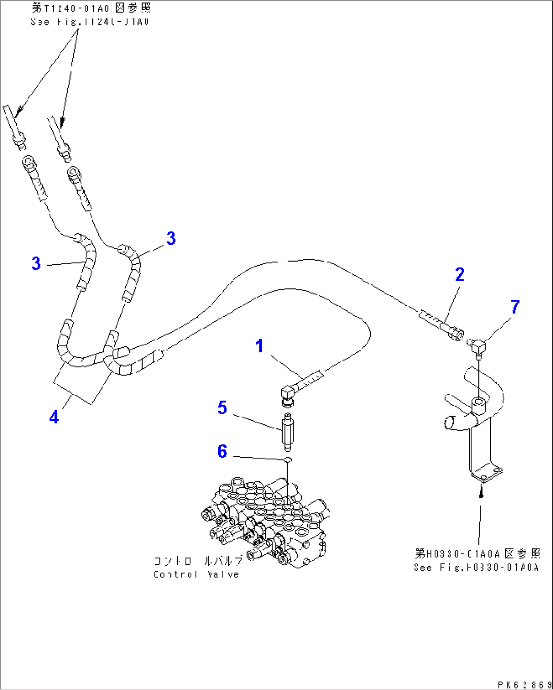 ATTACHMENT HYDRAULIC PIPING (FOR BREAKER ARM) (CHASSIS SIDE)(#6222-)