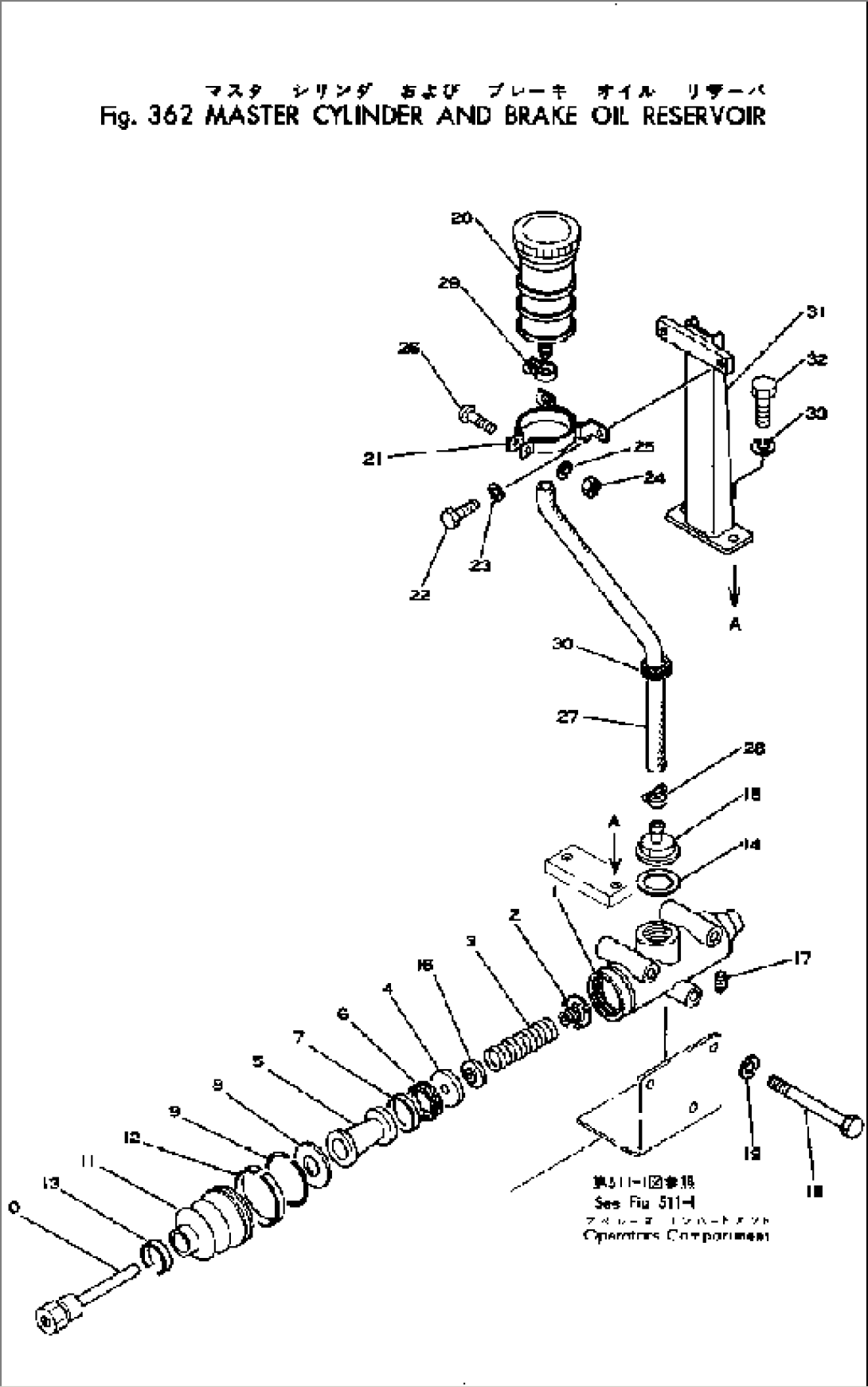 MASTER CYLINDER AND BRAKE OIL RESERVOIR