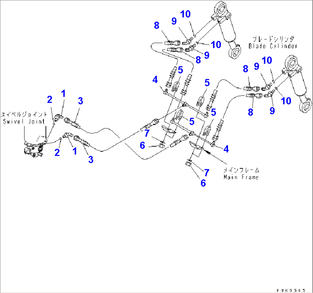 REAR DOZER PIPING (SWIVEL JOINT TO BLADE CYLINDER)