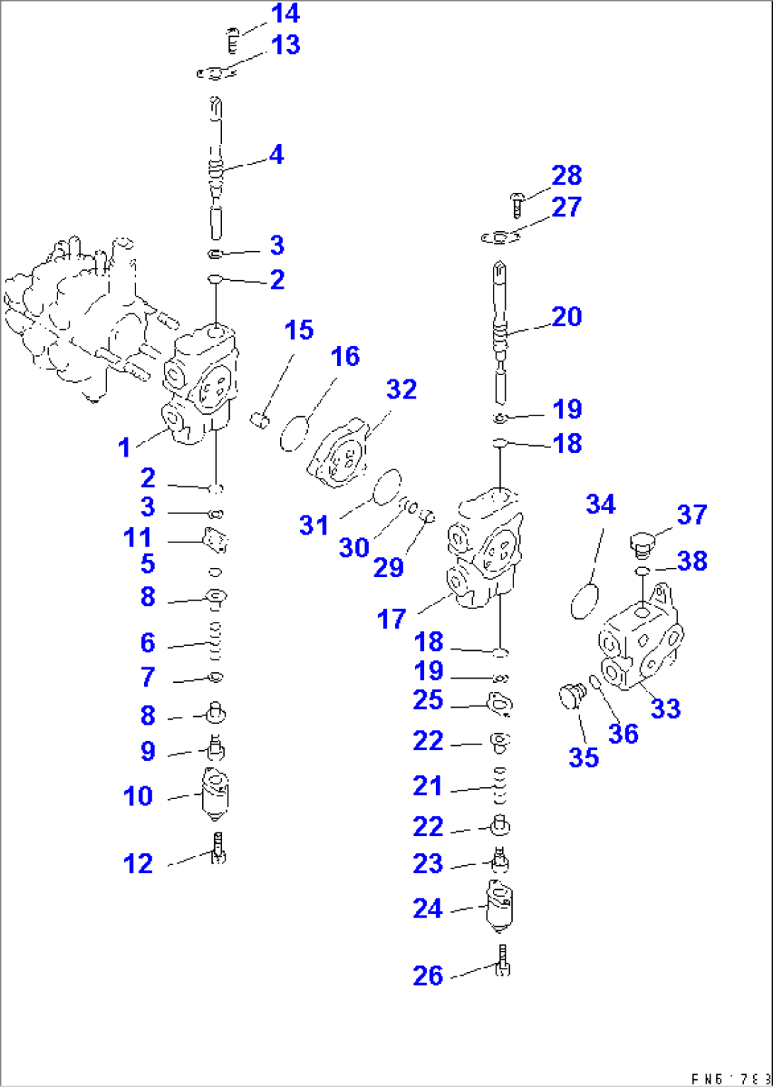 HYDRAULIC CONTROL VALVE¤ L.H. (2/2) (5-SPOOL)(#4501-)