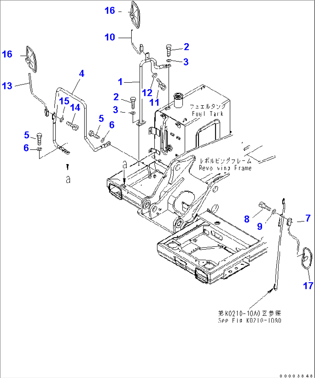 HAND RAIL AND REAR VIEW MIRROR (MACHINE CAB)(#K40025-)