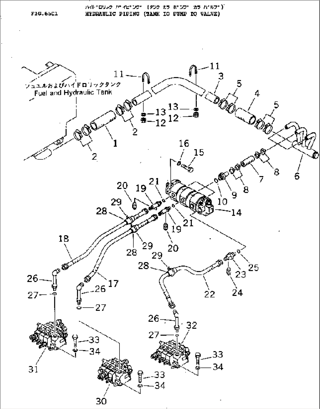 HYDRAULIC PIPING (TANK TO PUMP TO VALVE)