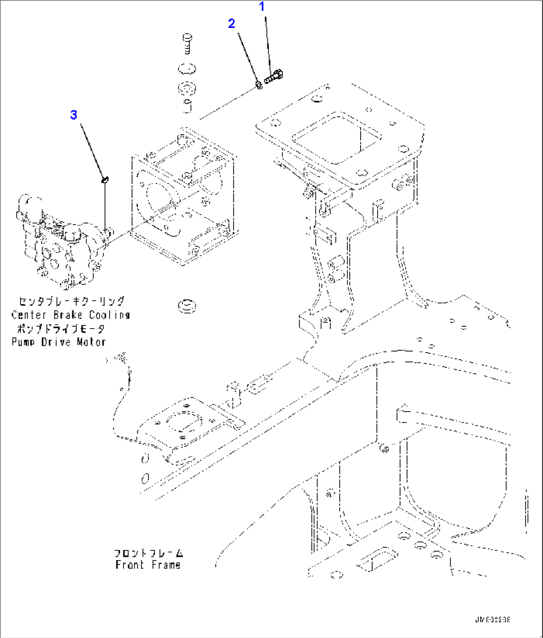 Brake Oil Cooling Piping, Front Frame Side, Center Brake Cooling Pump Drive Motor (4/4) (#5001-)