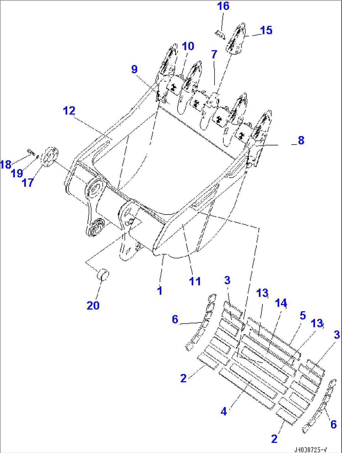 BUCKET 3.4M3¤ 1796MM (HORIZONTAL PIN TYPE) (KMAX TOOTH)(#55291-)