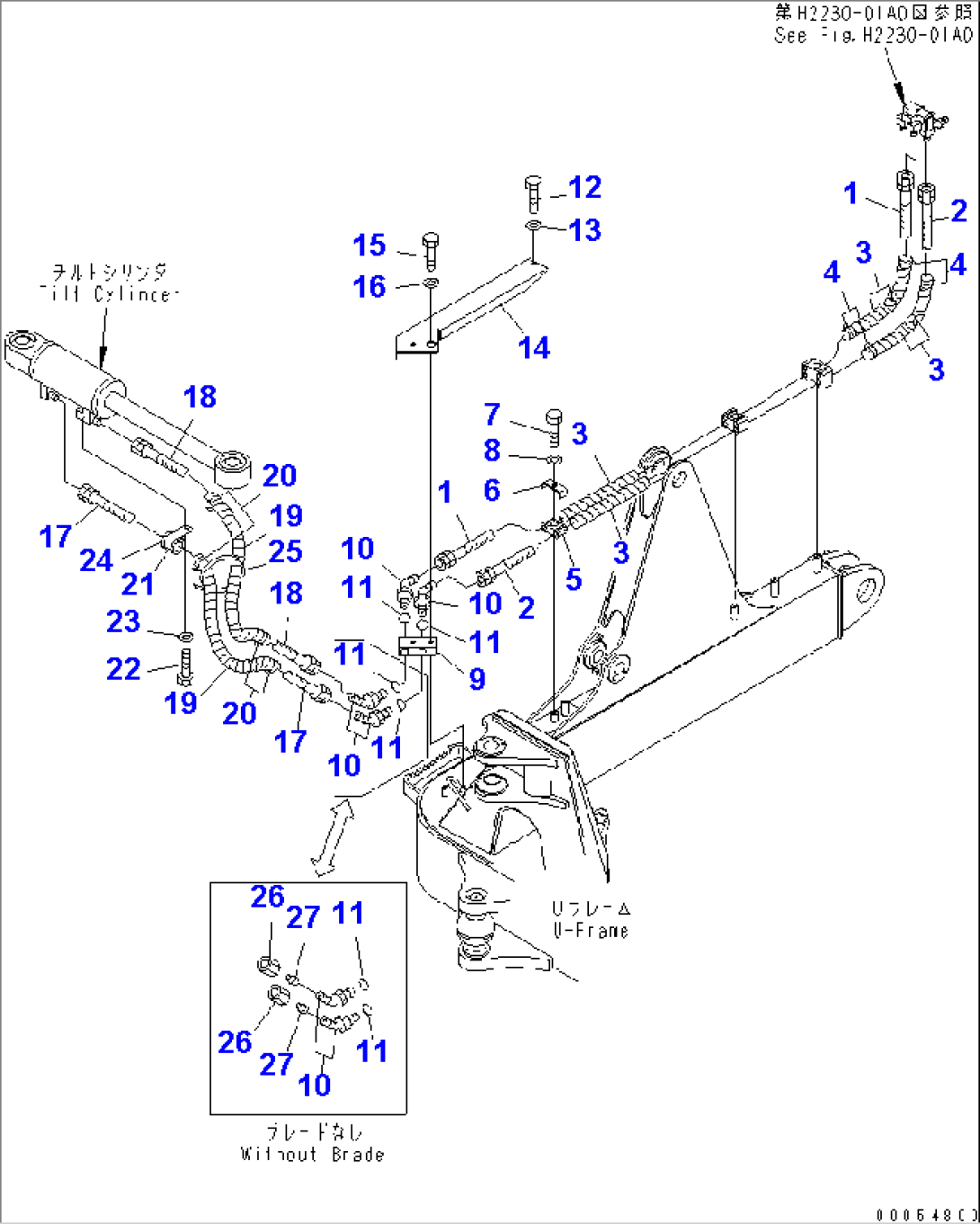 DOZER OIL LINE (TILT CYLINDER LINE) (FOR LONG TRACK)