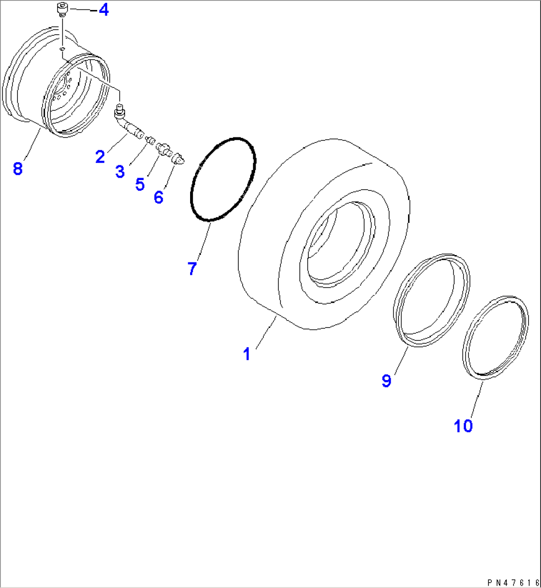 WHEEL AND TUBELESS TIRE(#60001-)