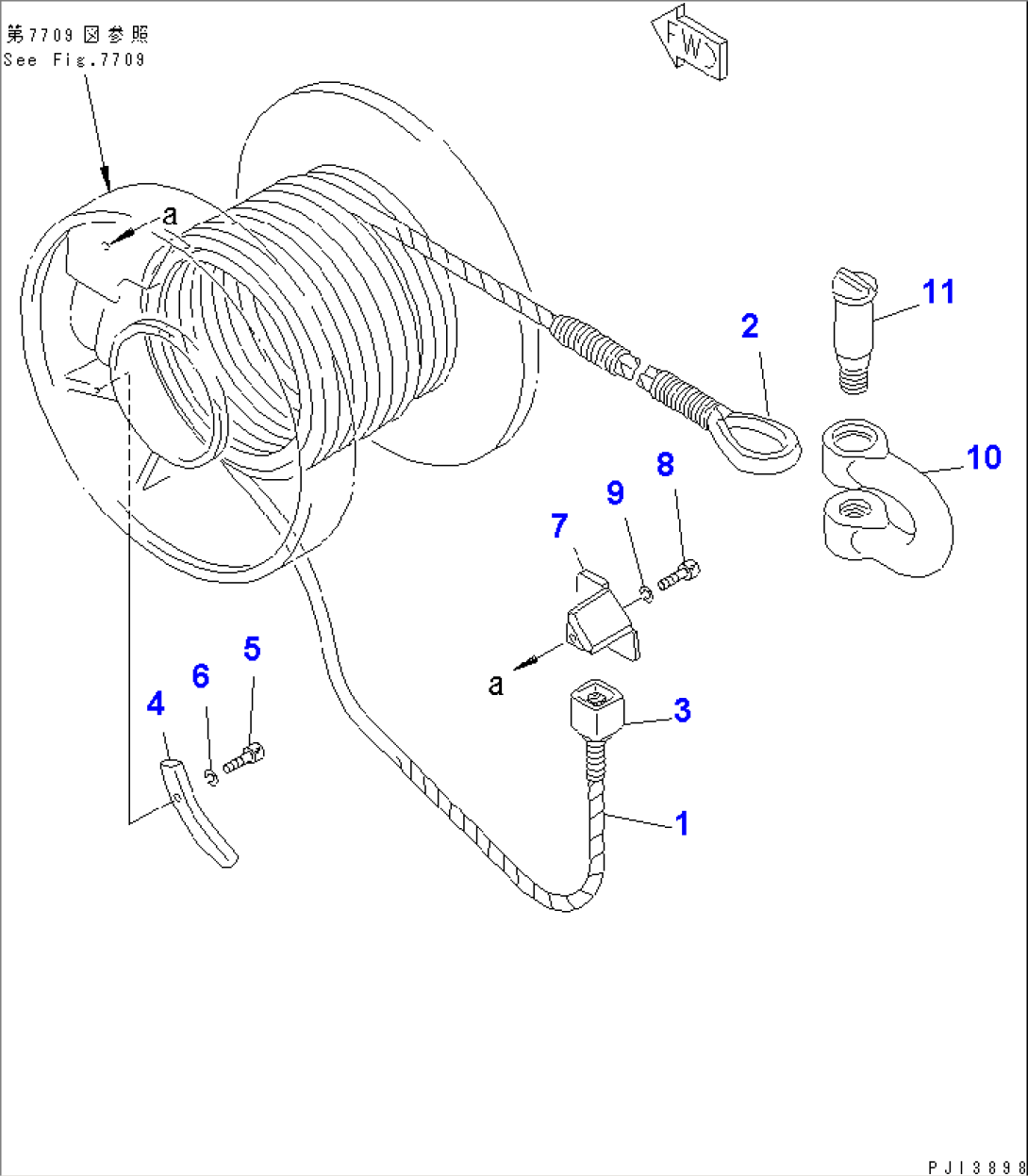 CABLE (FOR TOWING WINCH)(#35001-)