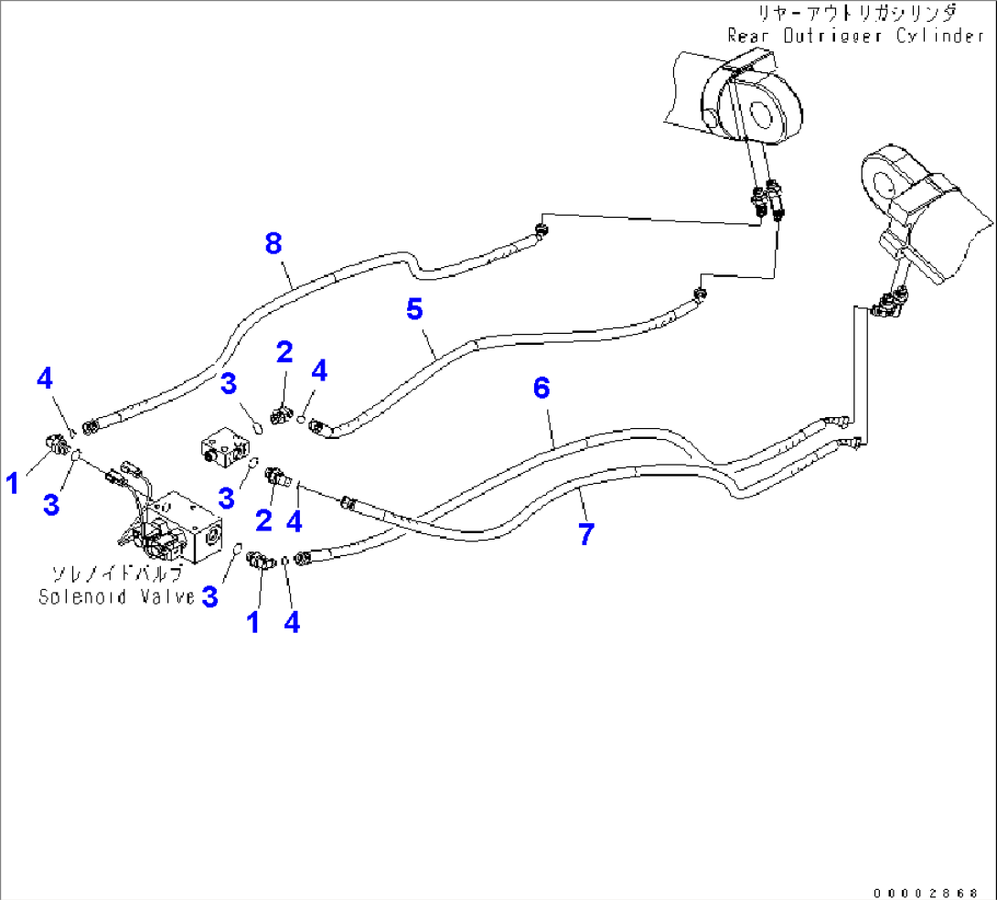 UNDER ATTACHMENT PIPING (REAR ACTUATOR LINE) (2.75M WIDTH OUTRIGGER)