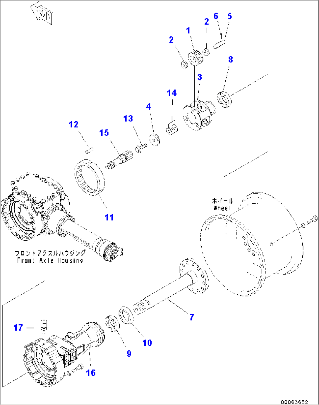 FRONT AXLE (WITHOUT LIMITED SLIP DIFFERENTIAL) (FINAL DRIVE AND HOUSING) (RHS)