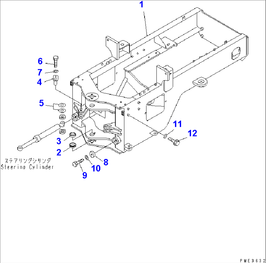 REAR FRAME (FRAME AND STEERING CYLINDER MOUNTING PARTS) (WITH MULTI COUPLER)
