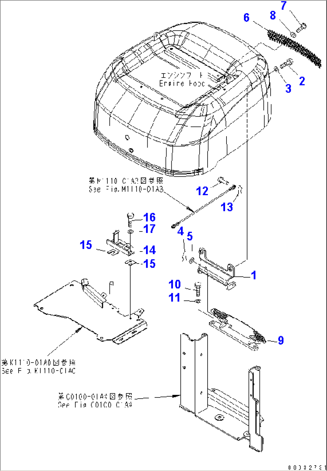 ENGINE HOOD (RELATED PARTS) (WITH SEAT BELT)(#12001-)