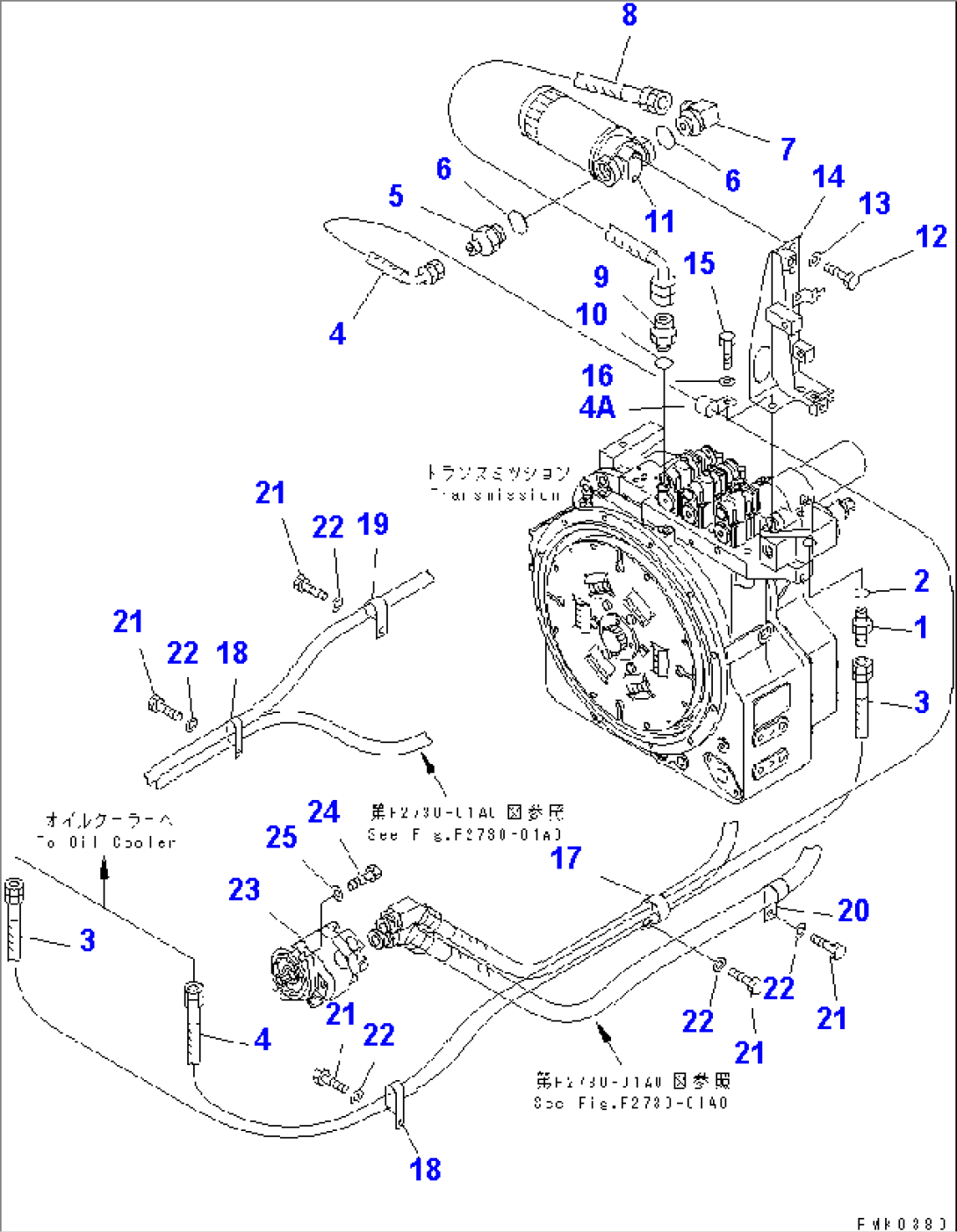 TRANSMISSION OIL LINE (OIL COOLER LINE AND PUMP)(#1001-1200)