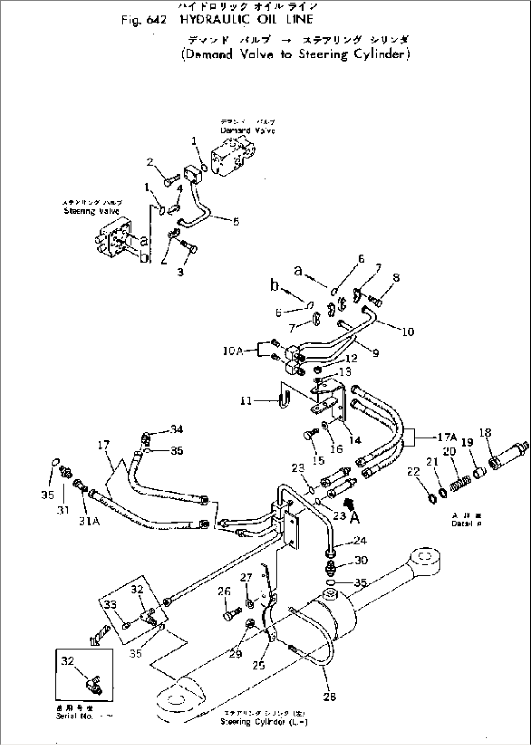 HYDRAULIC OIL LINE (DEMAND VALVE TO STEERING CYLINDER)(#10001-)