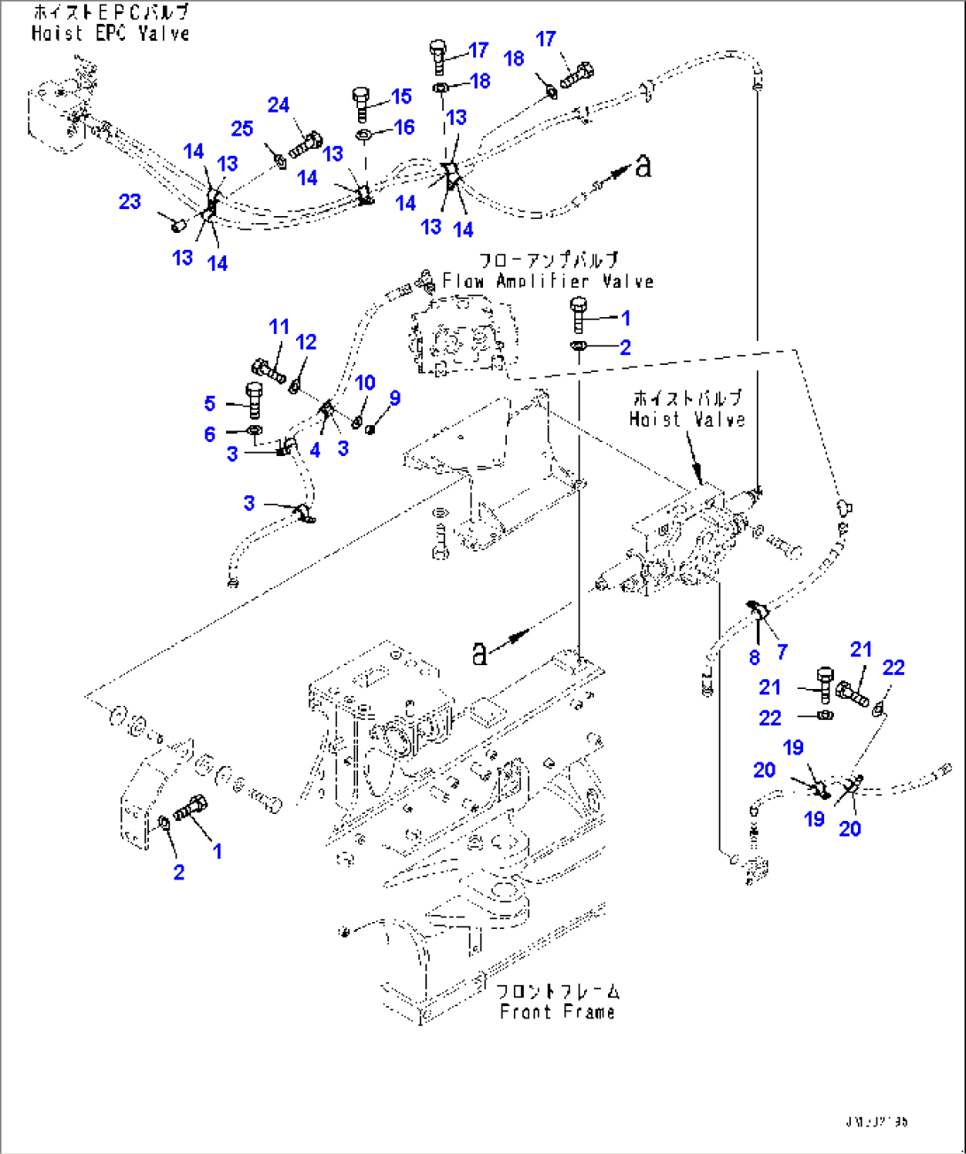 Front Steering and Hoist Hydraulic Piping, Valve Piping (#5001-)
