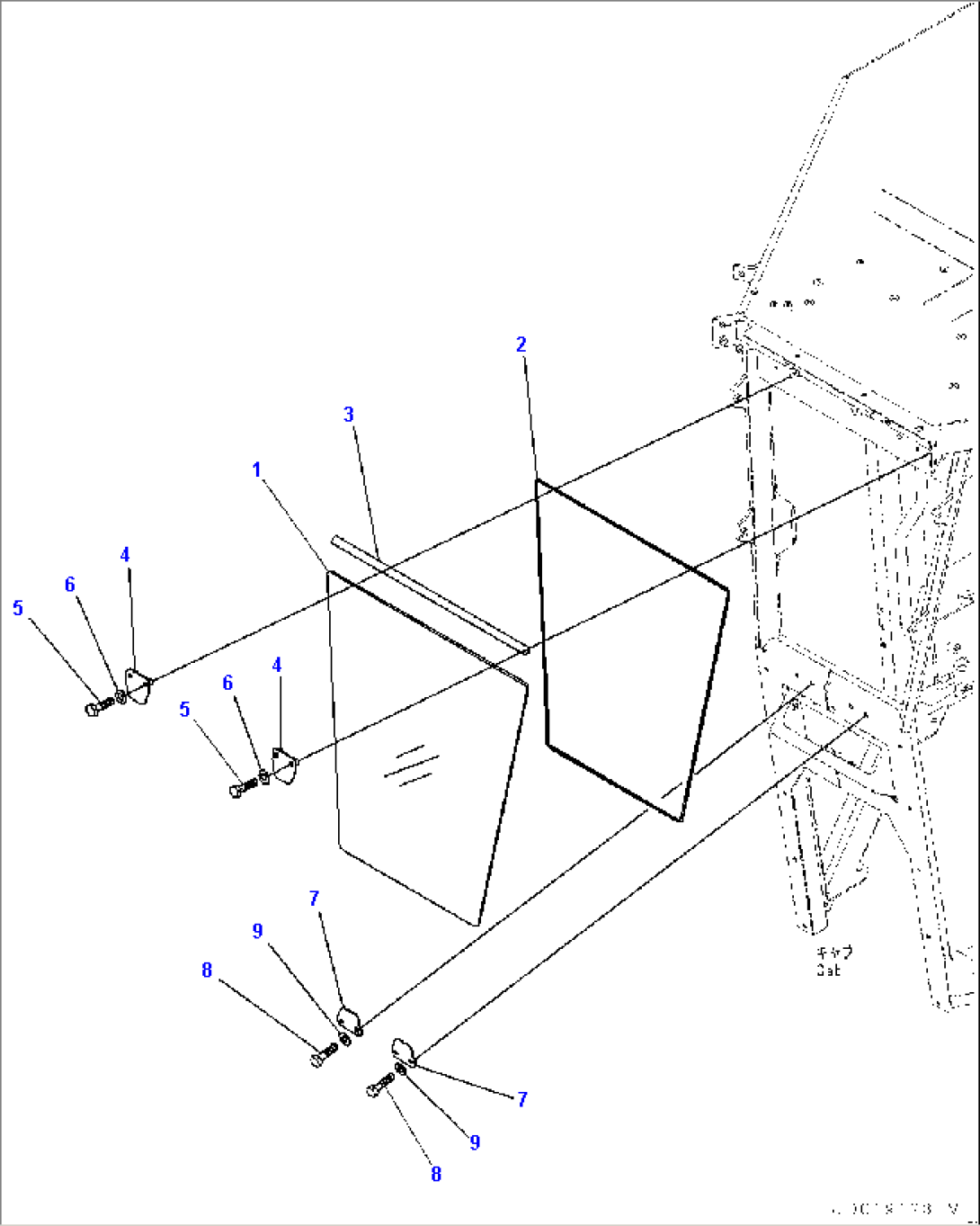 ROPS Cab, Glass Window, Front (#26001-)