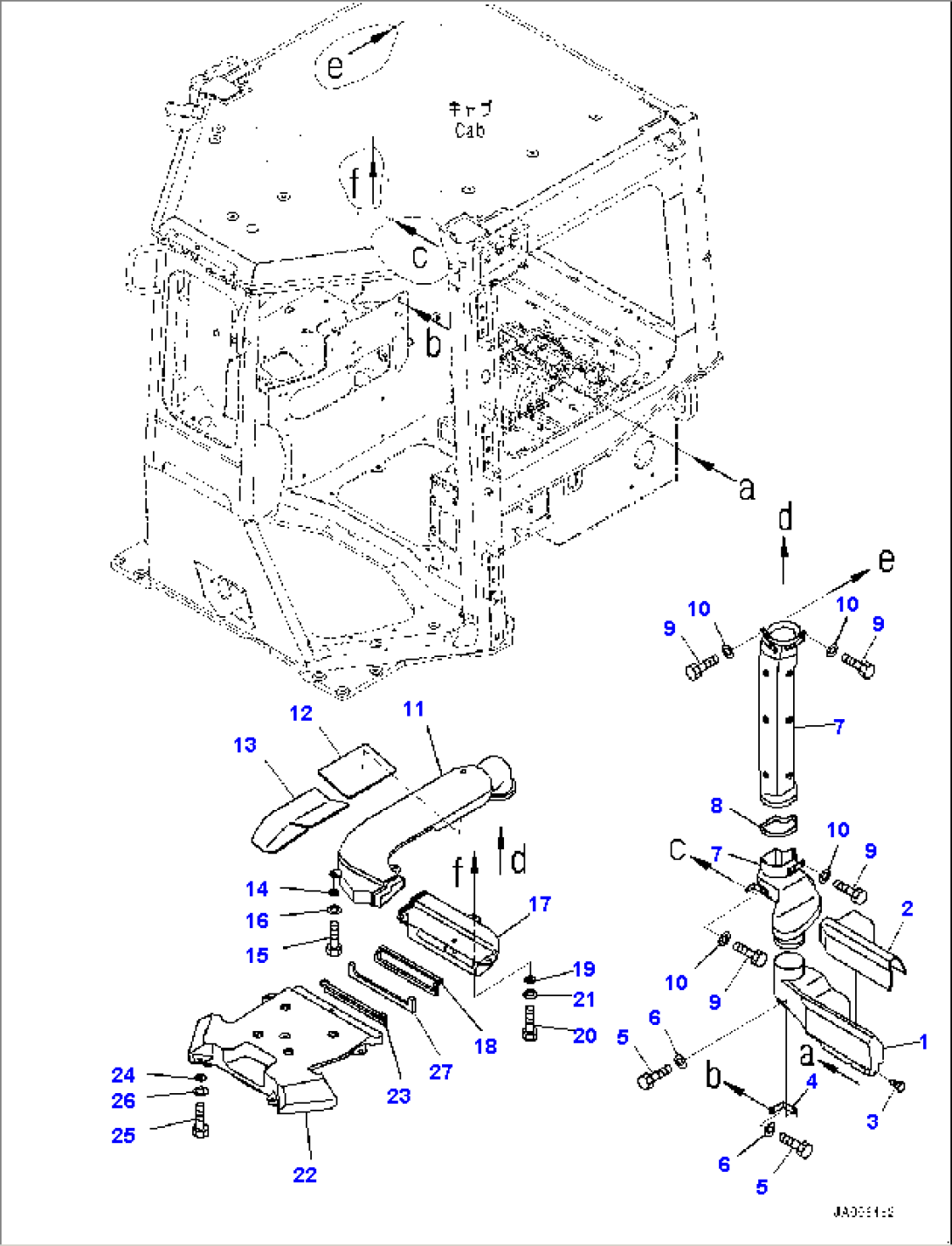 ROPS Cab, Air Conditioner Duct (2/2) (#1001-)