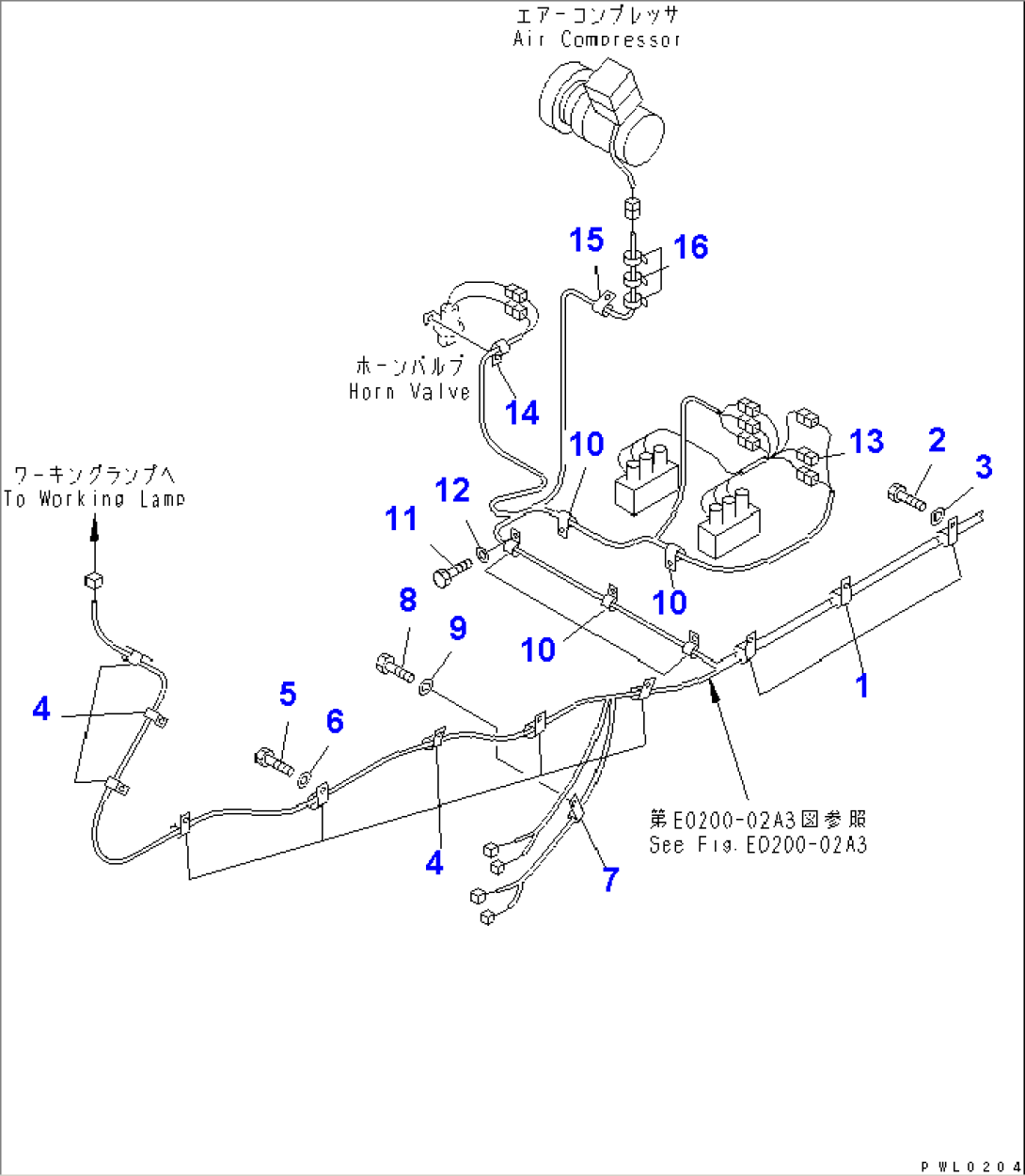 WIRING (MAIN HARNESS) (CLIP) (MAIN BEEM) (FOR HIGH CAB)(#10001-10077)