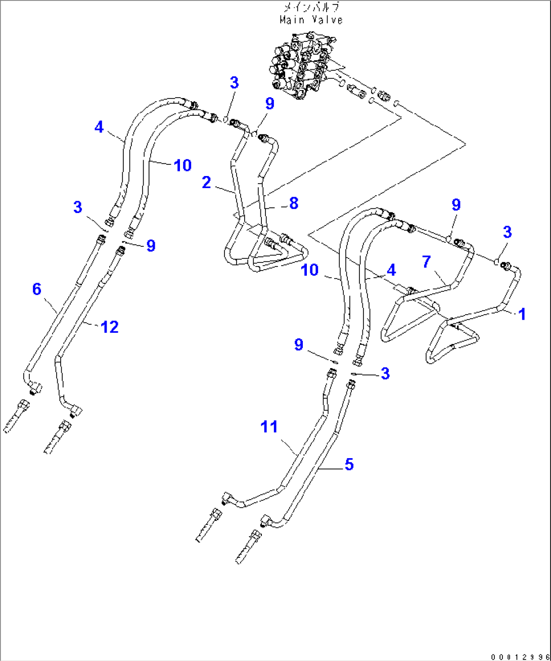 HYDRAULIC PIPING (PIPING) (FOR 4-SPOOL VALVE)