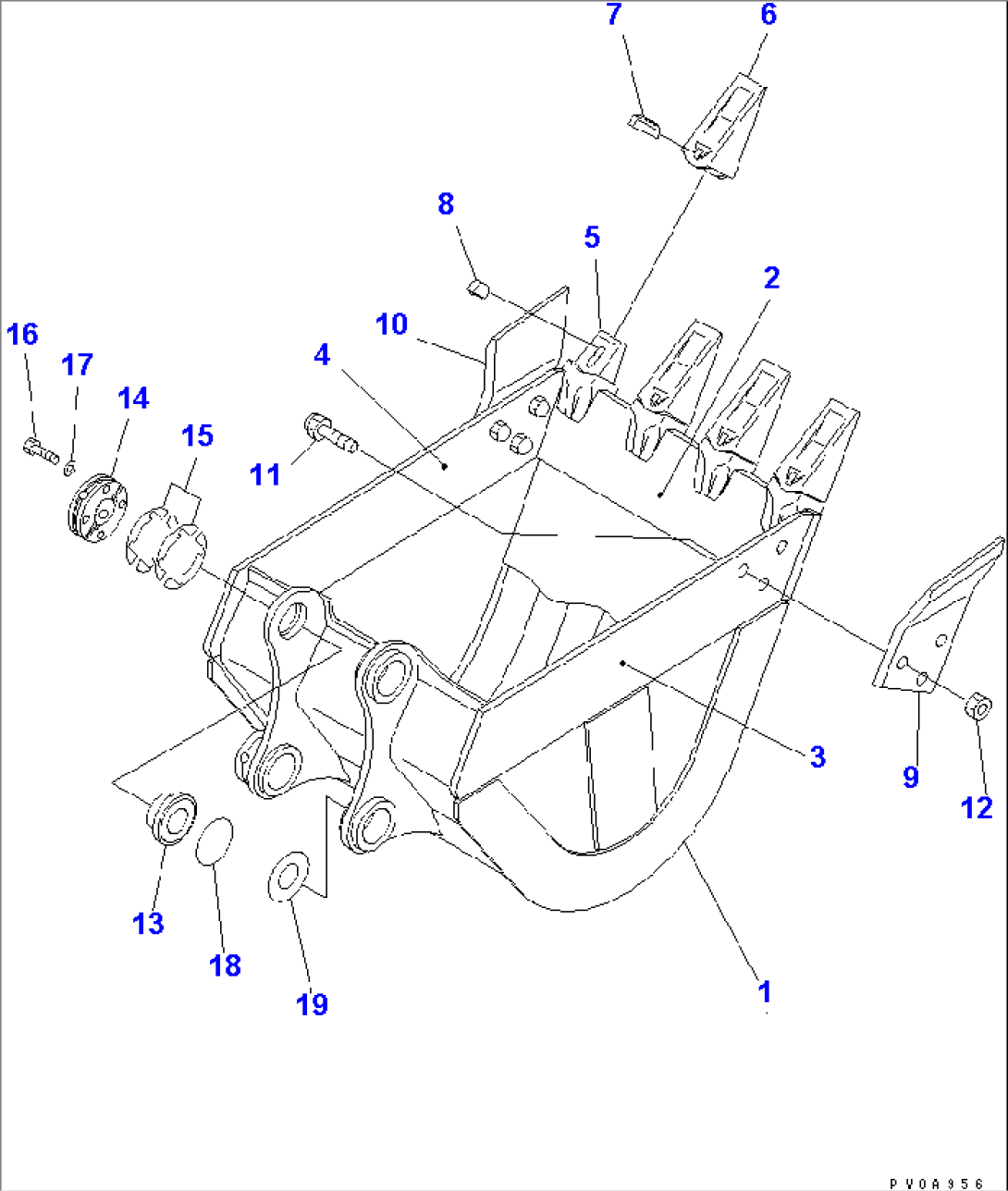 REINFORCED BUCKET¤ 0.25M3 WIDTH 750MM (VERTICAL PIN TYPE)