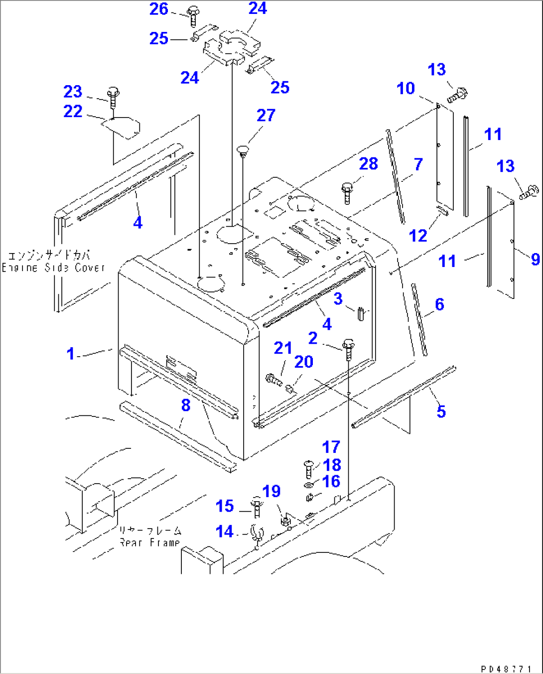 ENGINE HOOD (WITH DOUBLE MUFFLER) (SUPER SILENT SPEC.)(#60001-)