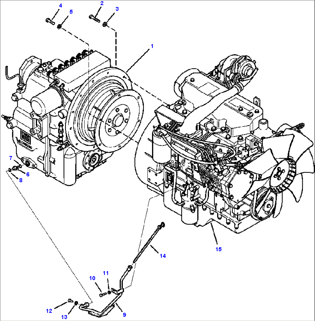 FIG. B1010-02A1 TIER II ENGINE AND TRANSMISSION CONNECTIONS