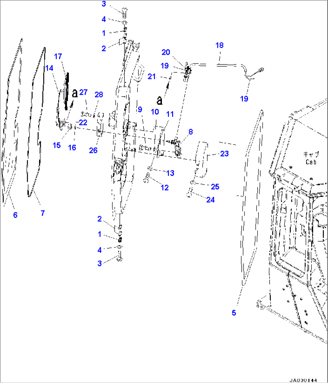 ROPS Cab, Door Damper, Window and Wiper, R.H. (#60001-)