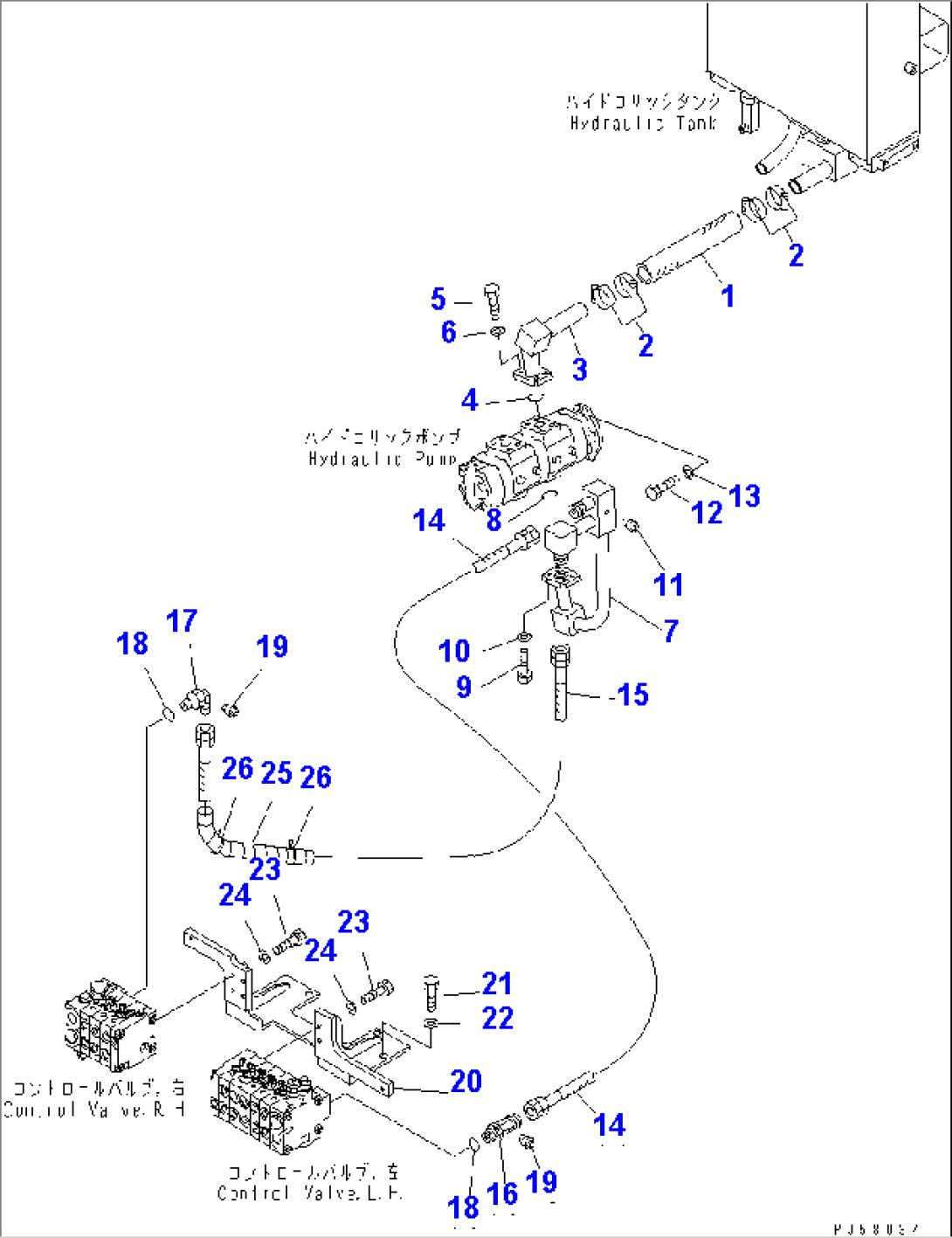 HYDRAULIC PIPING (TANK TO CONTROL VALVE)(#5001-5999)