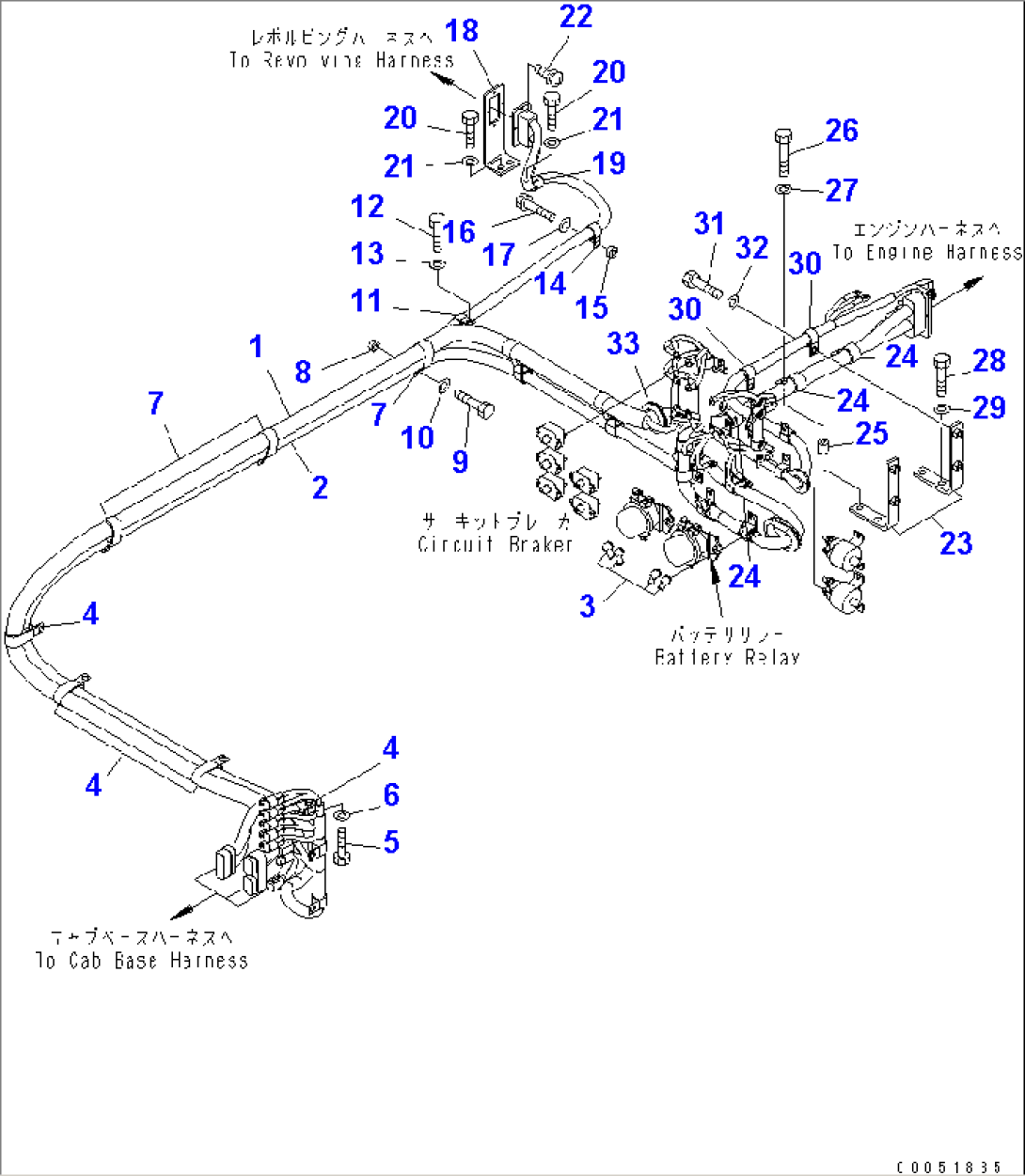 ELECTRICAL SYSTEM (MACHINE CAB) (L.H.) (HARNESS AND CLIP) (FOR LOADER)(#20001-)