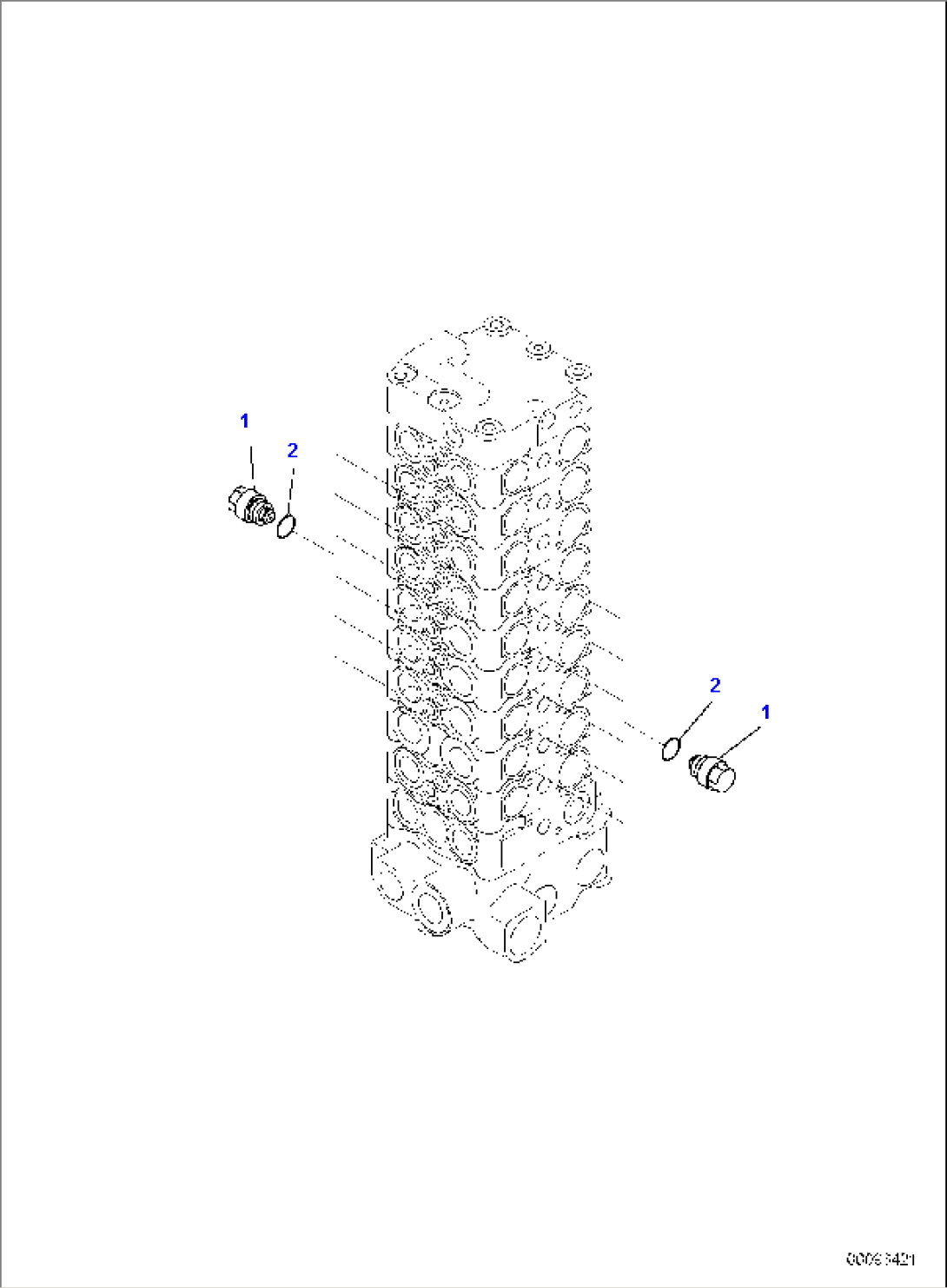 MAIN CONTROL VALVE, FOR MACHINE WITH 2-PIECE BOOM, INNER PARTS (9/15)