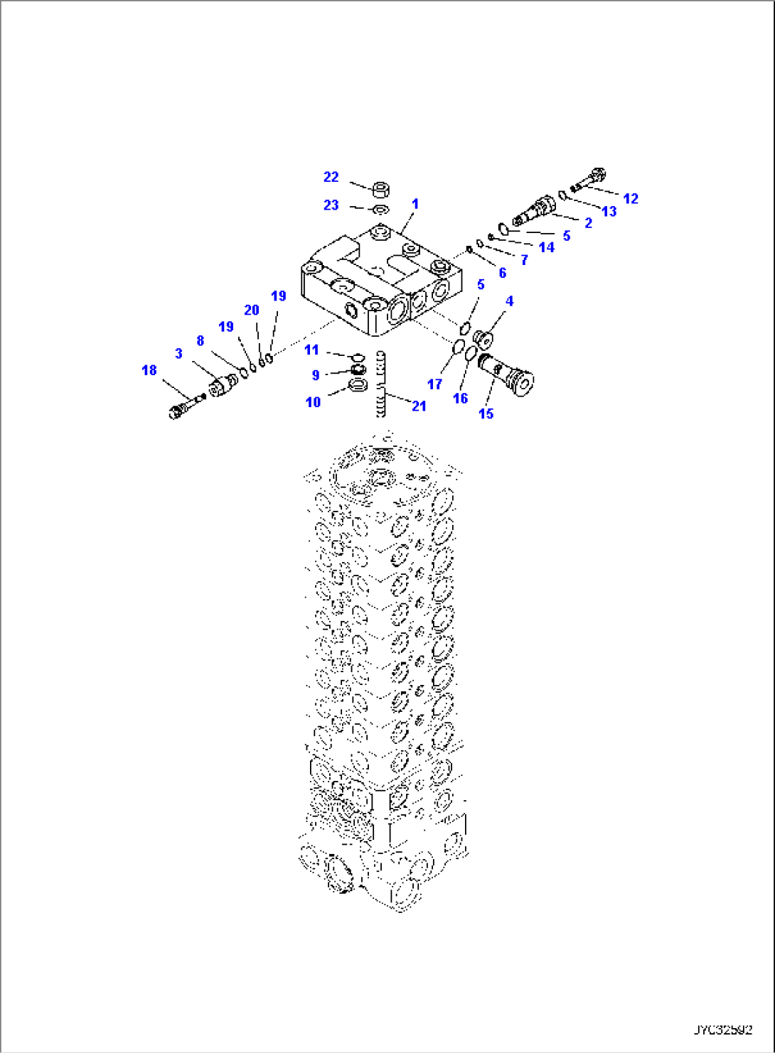 MAIN CONTROL VALVE, 2-ATTACHMENT, INNER PARTS (6/14)