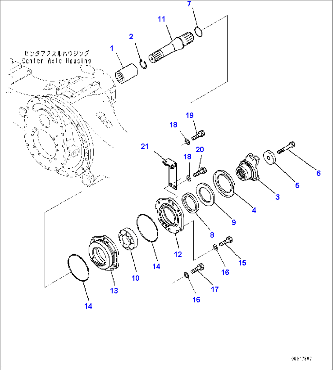 Center Axle, Output Shaft (#2785-)