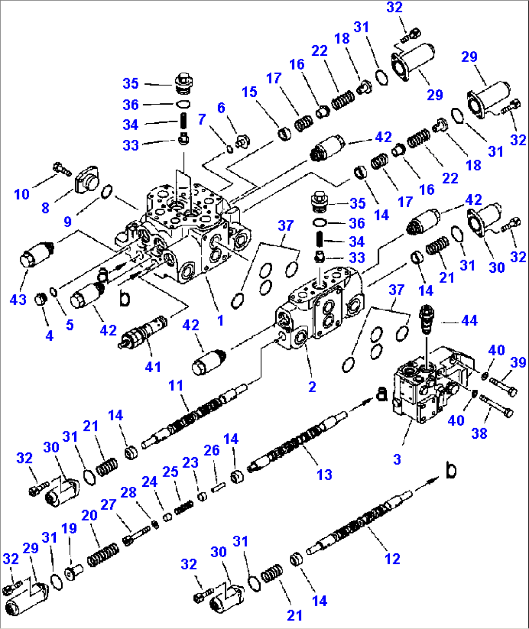 FIG. H0120-02A0 EQUIPMENT CONTROL VALVE - 3-SPOOL COMPLETE ASSEMBLY
