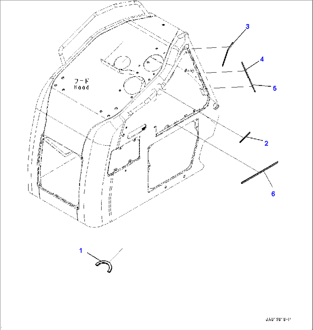Engine Hood, Seal and Sheet (#40001-)