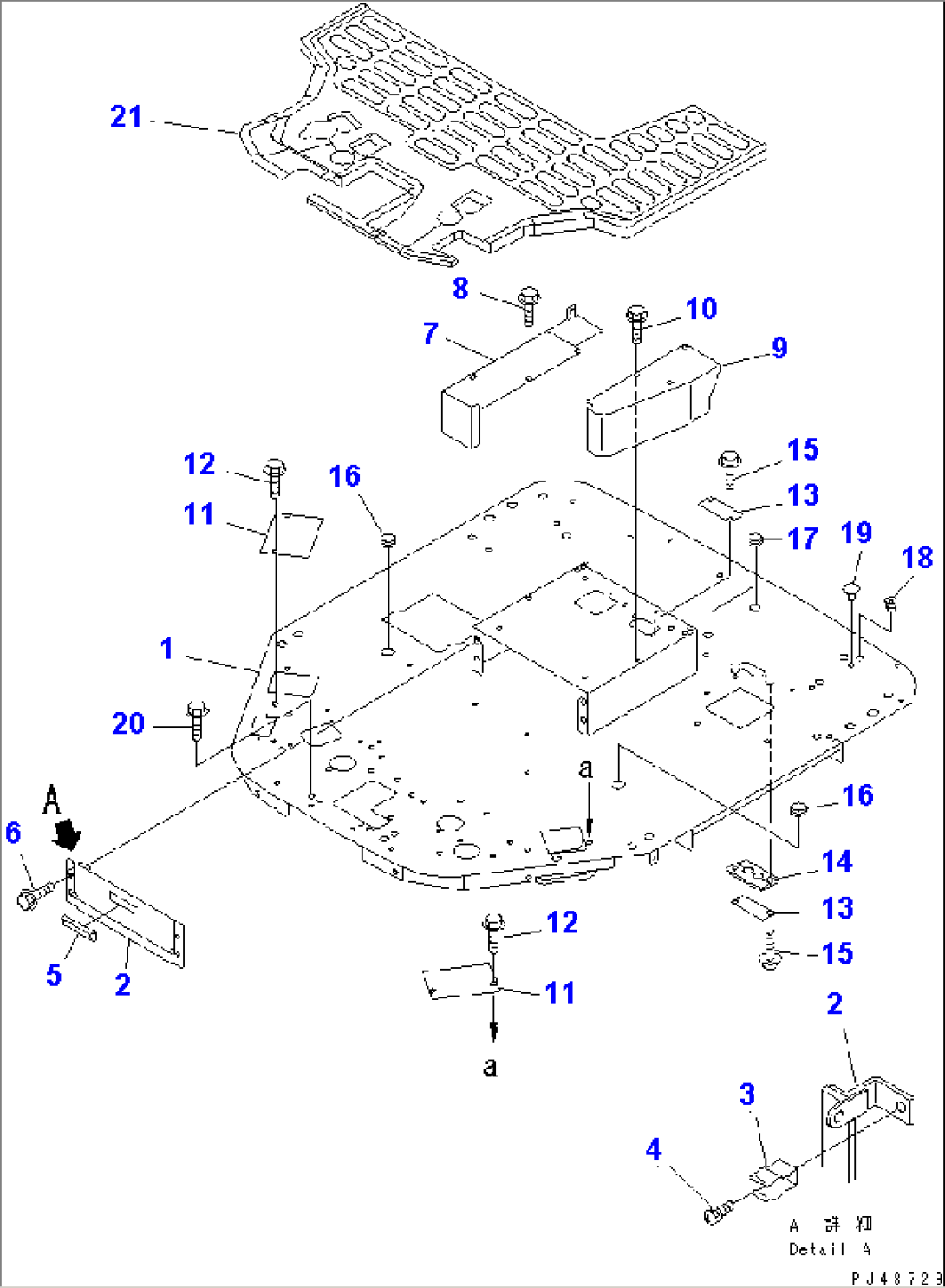 FLOOR FRAME (WITH CAB) (WITHOUT AIR CONDITIONER)(#50001-)