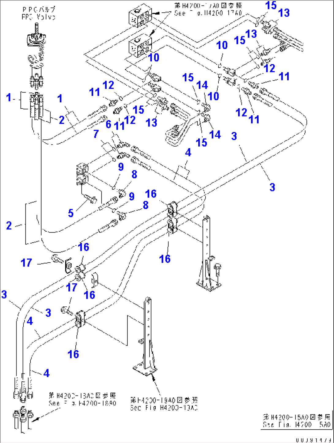 OPERATOR AREA (P.P.C. VALVE LINE) (UNDER THE CAB) (1/2)(#50079-)