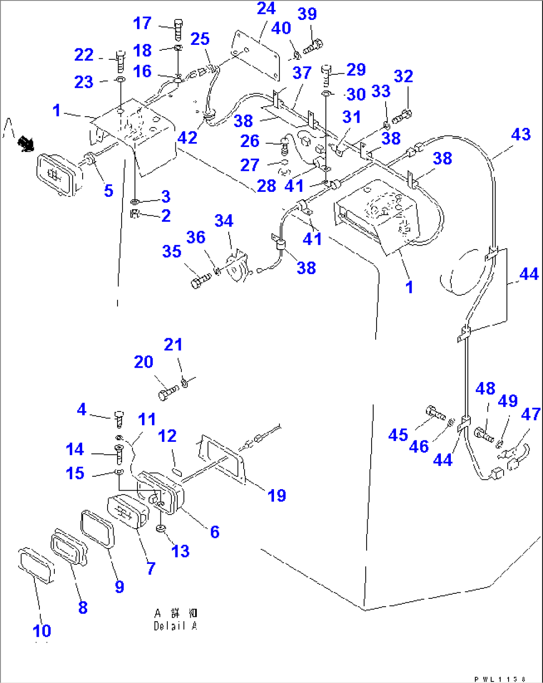 HEAD LAMP AND WIRING (RADIATOR TILT SPEC.)(#17523-17691)