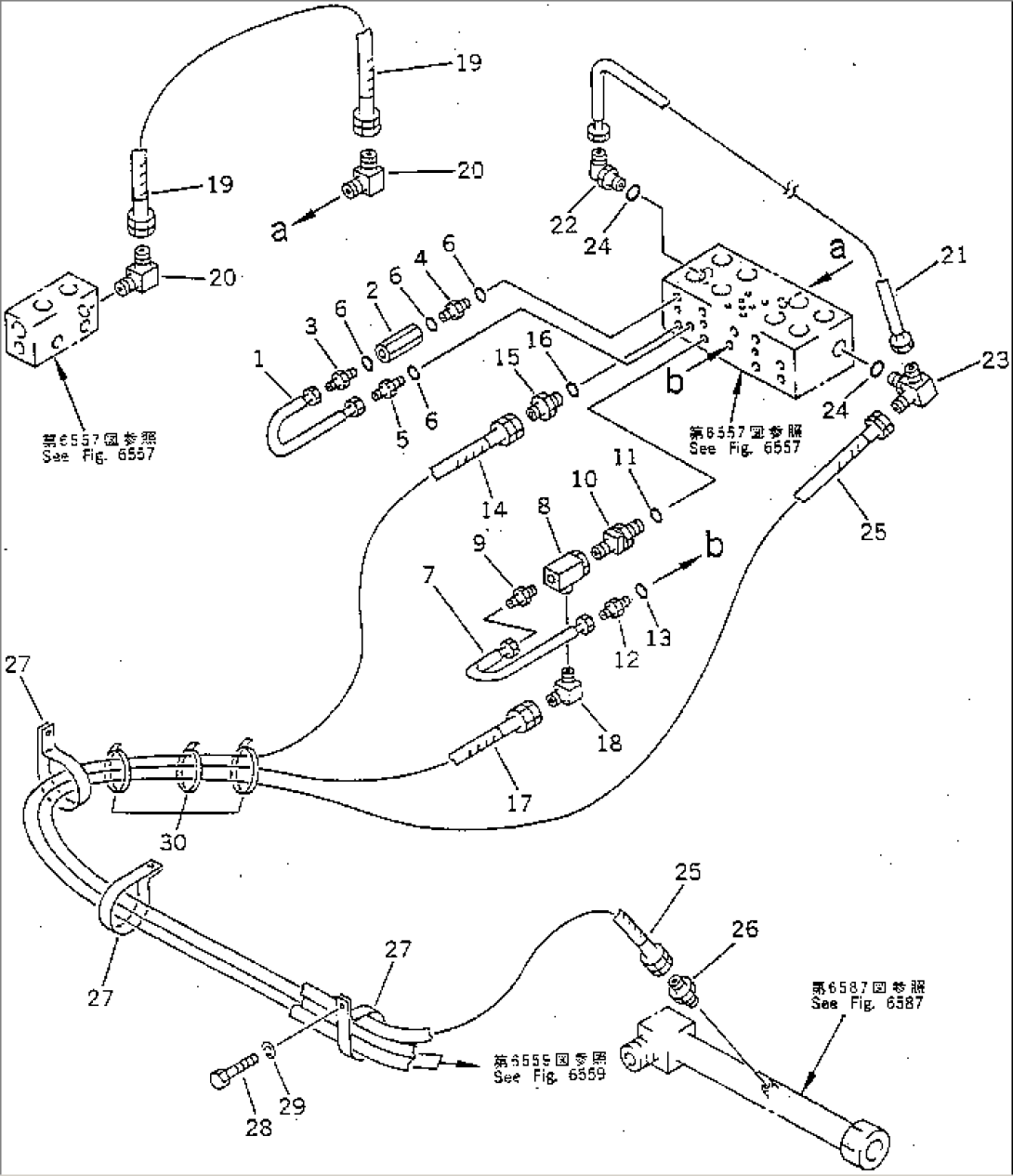 HYDRAULIC PIPING (3RD WINCH V. TO WINCH BRAKE CYL.) (1/2)