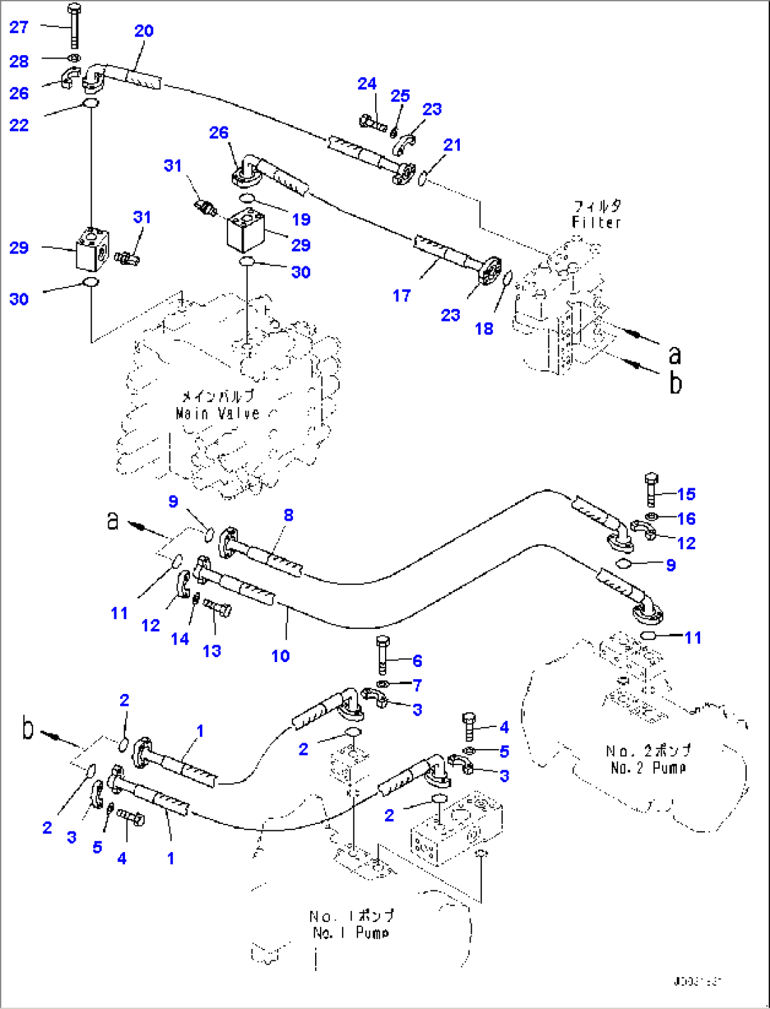 Delivery Piping, For Counterweight Remover, Hose and Block (#65001-)